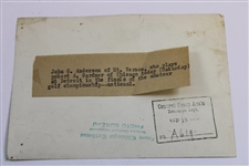 1915 John G Anderson Finals of US Amateur Rare Photo - The Only Photo of Him We Have Seen!