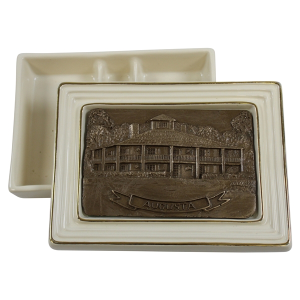 Augusta National Clubhouse Porcelain Bronze Card Box with Lid by Artist Bill Waugh