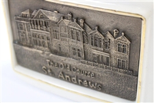 Old Tom & Young Tom with R&A Clubhouse Resin Bronze & Porcelain Decanter by Artist Bill Waugh