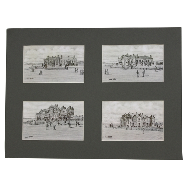 Four (4) Evolution of The Royal & Ancient Clubhouse Bill Waugh Cards - Matted