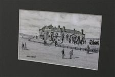 Four (4) 'Evolution of The Royal & Ancient Clubhouse' Bill Waugh Cards - Matted