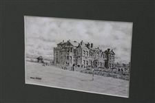 Four (4) 'Evolution of The Royal & Ancient Clubhouse' Bill Waugh Cards - Matted