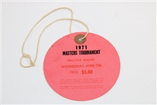 1971 Masters Tournament Wednesday Ticket #5741 - Charles Coody Winner