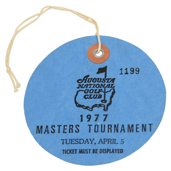 1977 Masters Tournament Tuesday Ticket #1199 - Tom Watson Winner