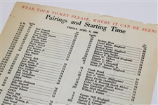 1966 Masters Tournament Friday Pairings & Start Time Sheet