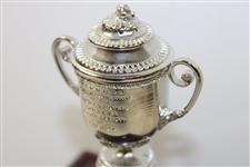 Hal Sutton's 1999 PGA Champions Dinner Trophy Gift from Vijay Singh - Replica Wanamaker Trophy on Plinth