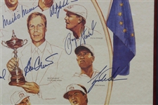 Hal Sutton's 1999 Ryder Cup Team USA Signed Issued Official Poster - Rare - Framed JSA ALOA