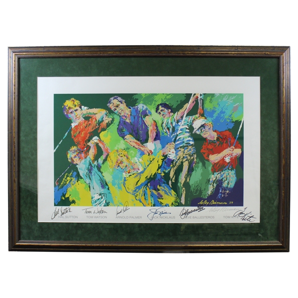 Hal Suttons 1984 Champs of Golf Signed by Jack, Arnie, Seve, Kite, Watson, & Artist Neiman - Framed JSA ALOA