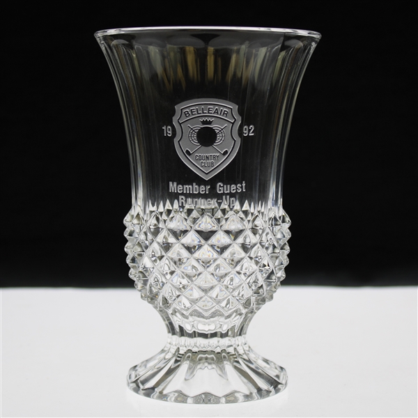 1992 Belleair Country Club Member Guest Runner-Up Sterling Cut Glass Vase