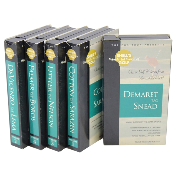 Five (5) Shells Wonderful World of Golf Matches VHS Tapes - Palmer, Snead, Demaret, Lema, & others