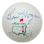 Ben Hogan Signed Vintage Masters Golf Ball with 51 & 53 Win Notation PSA/DNA #AG53921