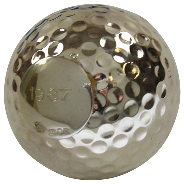 Chi-Chi Rodriguezs 1987 Garrard Jewelers Silver Golf Ball with Chain in Original Box