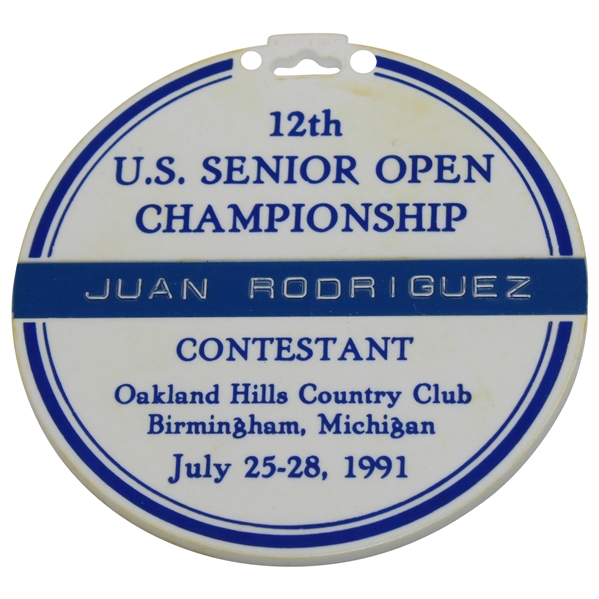 Chi-Chi Rodriguezs 1991 US Senior Open Championship at Oakland Hills CC Contestant Bag Tag