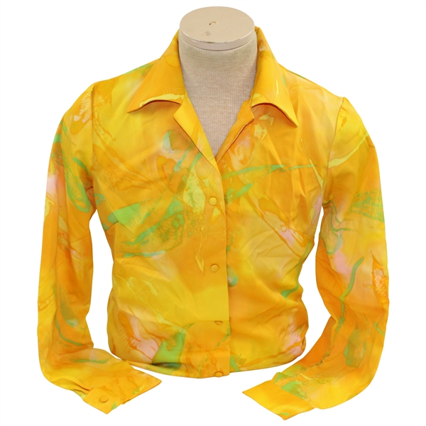 Chi-Chi Rodriguezs Personal Tori Richard Honolulu Polyester Tangerine with Streaks Long Sleeve Size 14 Shirt 