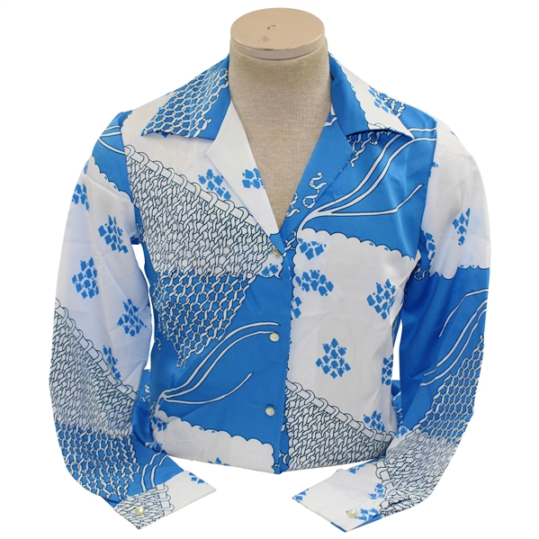 Chi-Chi Rodriguezs Personal Tori Richard Honolulu Polyester Blue & White Varioius Designs Long Sleeve Size 14 Shirt 