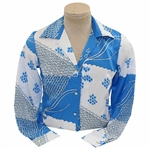 Chi-Chi Rodriguezs Personal Tori Richard Honolulu Polyester Blue & White Varioius Designs Long Sleeve Size 14 Shirt 