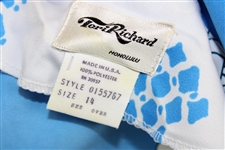 Chi-Chi Rodriguez's Personal Tori Richard Honolulu Polyester Blue & White Varioius Designs Long Sleeve Size 14 Shirt 