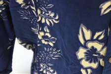 Chi-Chi Rodriguez's Personal Royal Creations Blue with White Flowers Hawaiian Button Up SS Shirt - Size Large