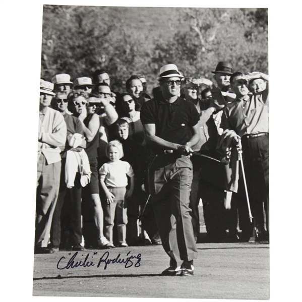 Chi-Chi Rodriguez Signed Black & White 11x14 Post Swing Photo - Chi-Chi Rodriguez Collection JSA ALOA