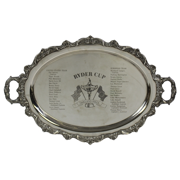 Captain Hal Suttons 2004 Ryder Cup at Oakland Hills Wallace Silver Tray with Both Teams Engraved