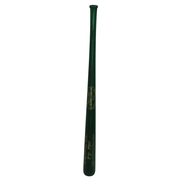 Charles Coody Personal 1971 Masters Champ Louisville Slugger green Mini-Bat