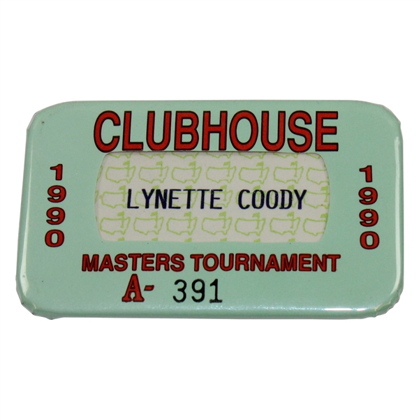 Charles Coodys Wife Lynette Coodys 1990 Masters Clubhouse Badge #A-391
