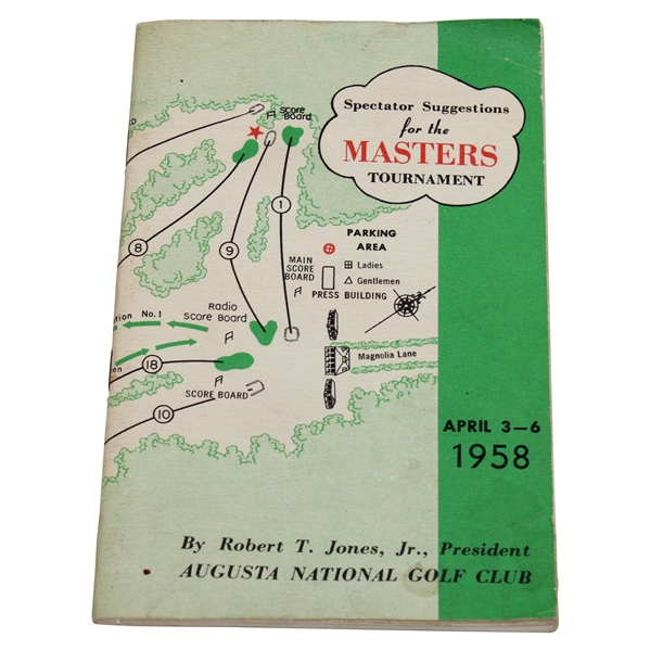 1958 Masters Tournament Spectator Guide - Arnolds First Green Jacket