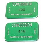 Pair of 1989 Masters Tournament Concession Badges - #402 & #448