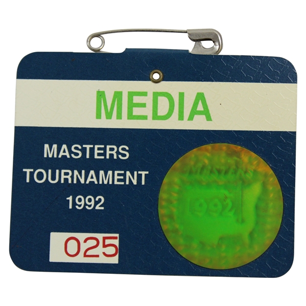1992 Masters Tournament Media Badge #025