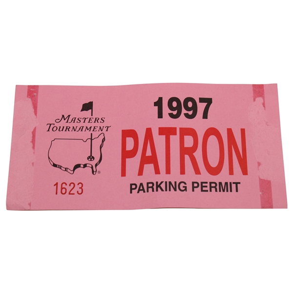 1997 Masters Tournament Patron Parking Permit #1623 - Tiger Woods First Green Jacket