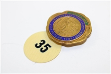 1932 USGA Amateur Public Links Contestant Badge With Celluloid Tag #35