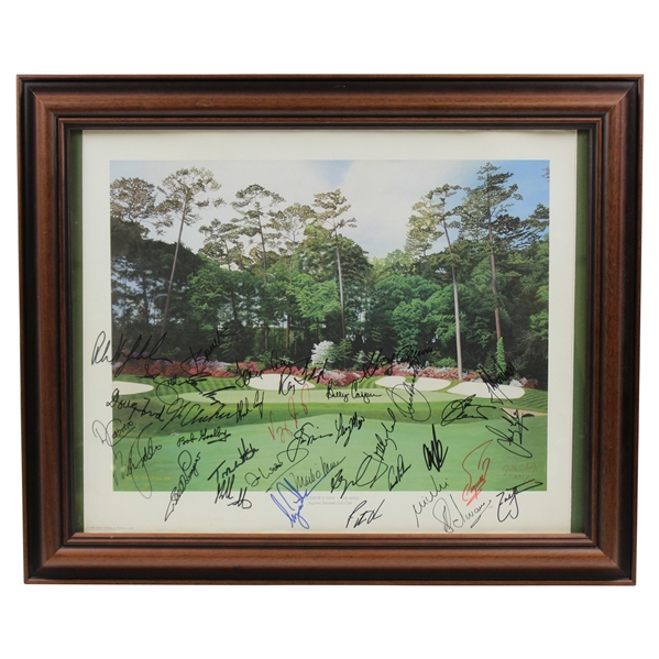Thirty-Six (36) Masters Champions Signed 13th Hole At Augusta National Chilton Lithograph #591/1000 JSA ALOA