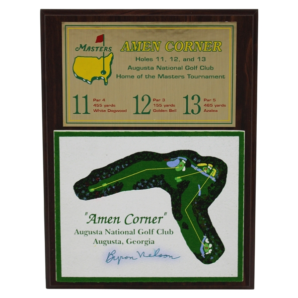 Byron Nelson Signed Amen Corner Plaque JSA ALOA