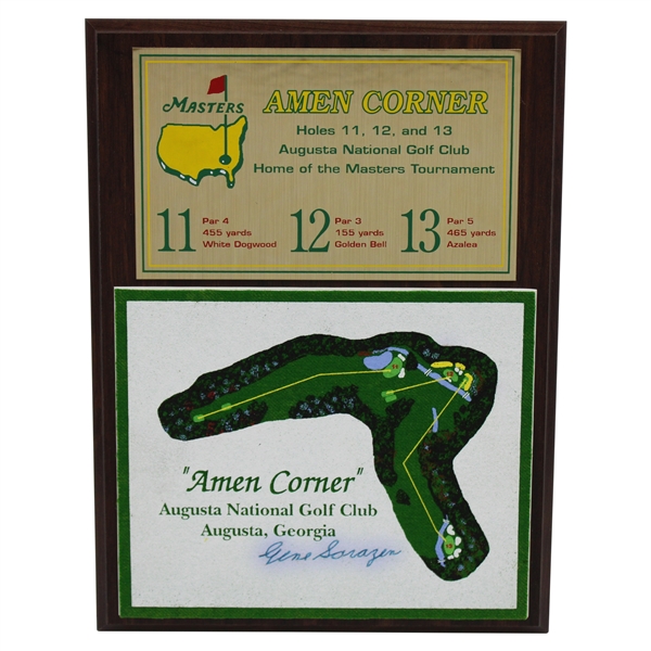 Gene Sarazen Signed Amen Corner Plaque JSA ALOA