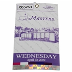 2019 Masters Tournament Wednesday Par 3 Ticket #X06763 - Tiger Woods Fifth Masters Win