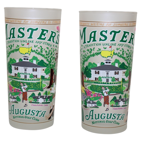 Box of Two (2) Masters Frosted Collage Glasses in Original Box