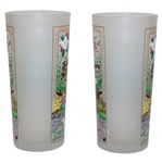 Box of Two (2) Masters Frosted Collage Glasses in Original Box