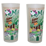 Box of Two (2) Masters Frosted Collage Glasses in Original Box