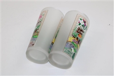 Box of Two (2) Masters Frosted Collage Glasses in Original Box