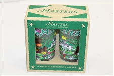 Box of Two (2) Masters Frosted Collage Glasses in Original Box