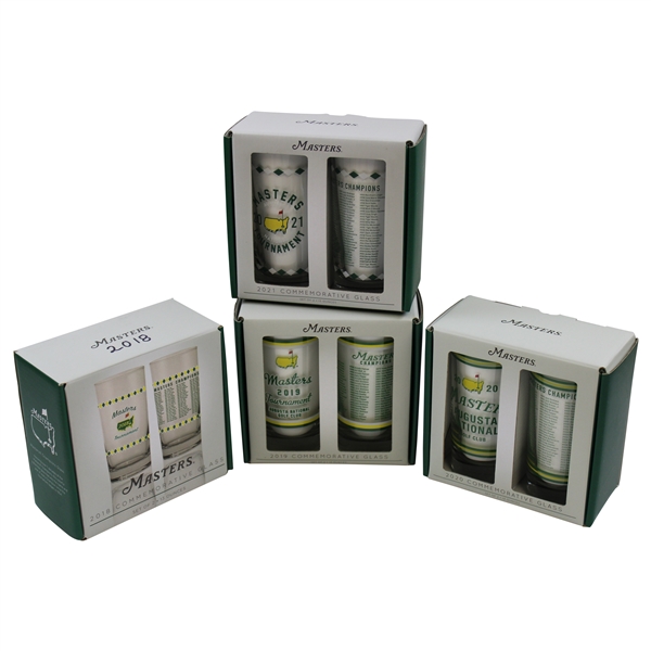 Eight (8) Masters Tournament Commemorative Glasses in Original Package - 2018-2020