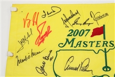 Masters CHAMPS Signed 2007 Masters Embroidered Flag - Signed by 24 JSA ALOA