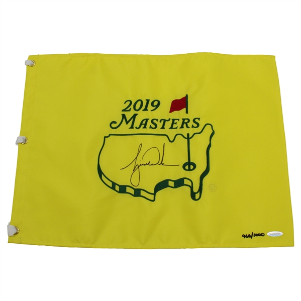 Tiger Woods Signed 2019 Masters Embroidered Flag #966/1000 UDA #BAM150430