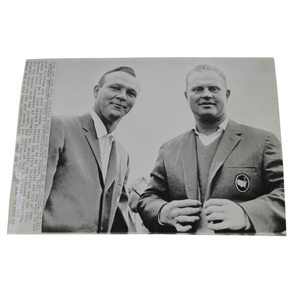1965 Masters Arnold Palmer & Jack Nicklaus Palmer thinks its fitting A.P. Wire Photo