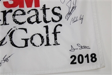 Jack Nicklaus, Gary Player, & Ten others Signed 2018 The 3M Greats of Golf Flag JSA ALOA