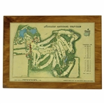 1968 Augusta National Golf Club George Cobb Course Map on Wooden Plaque Contestant Gift
