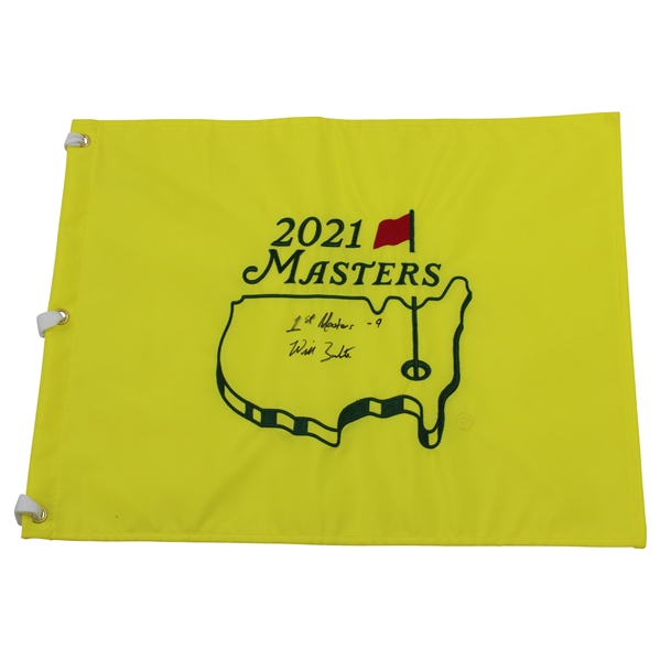 Will Zalatoris Signed 2021 Masters Embroidered Flag with 1st Masters & -9 JSA ALOA