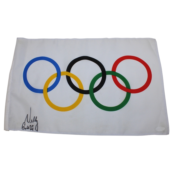 Nelly Korda Signed Unofficial Olympic Rings Golf Flag with Gold 2021 PSA/DNA #AK41906