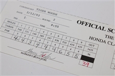 Tiger Woods Signed 1993 Honda Classic Official Used Contestant Scorecard EARLIEST KNOWN!  JSA ALOA