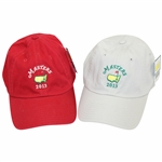 Two (2) 2013 Masters Caddy Hats - Red & Stone - Unworn with Original Tags
